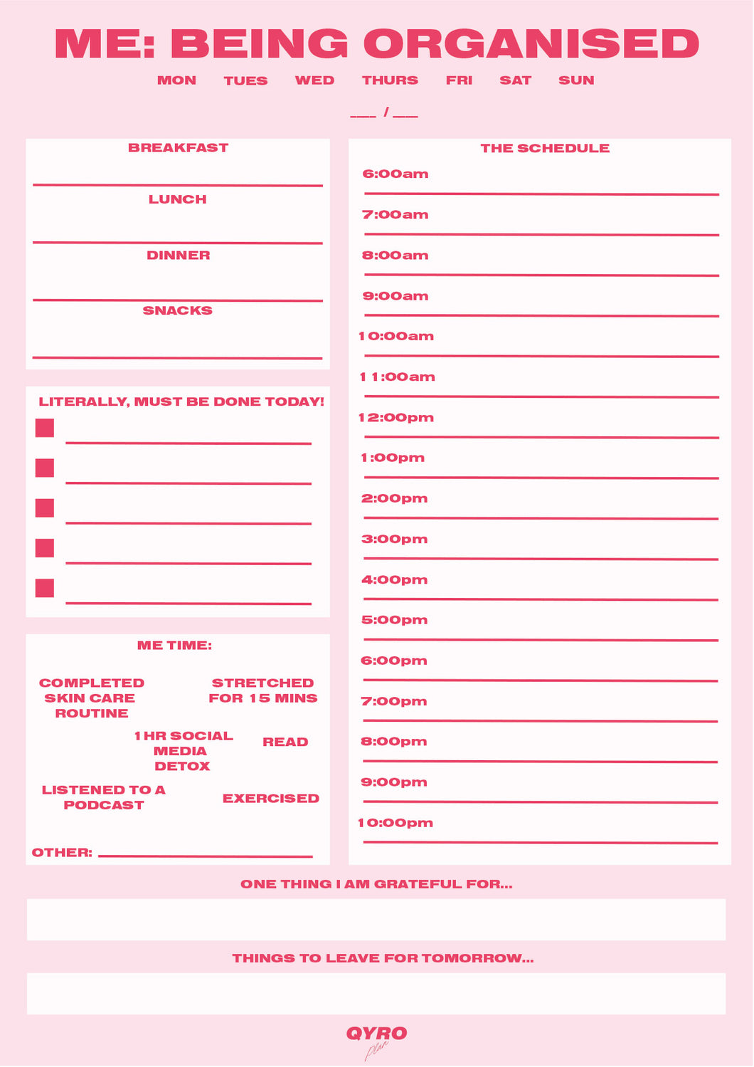 'Rouge + Rose' - Undated Daily Planner